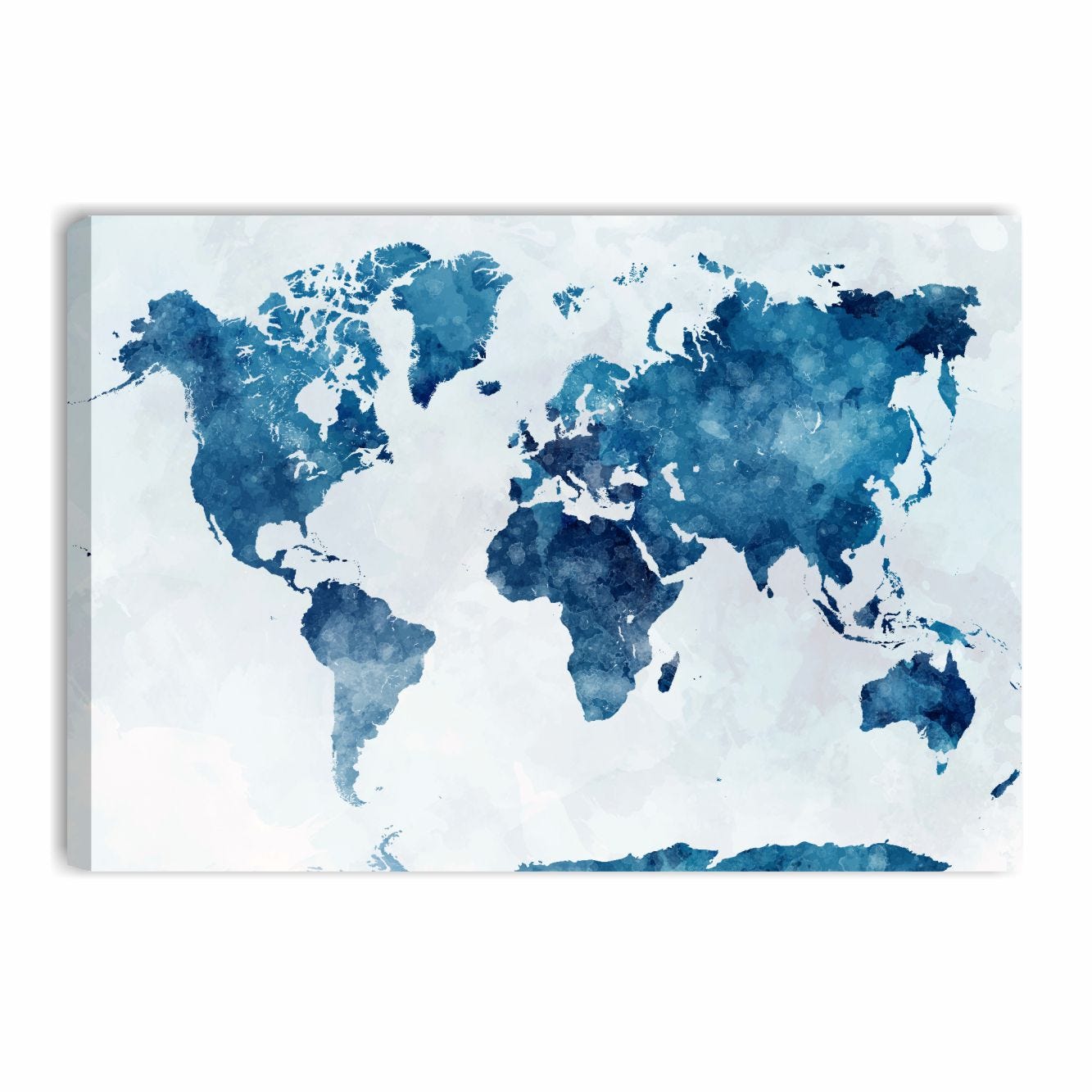 Mappamondo blu - Quadro moderno con mappa del mondo stampa su tela 70x50 cm