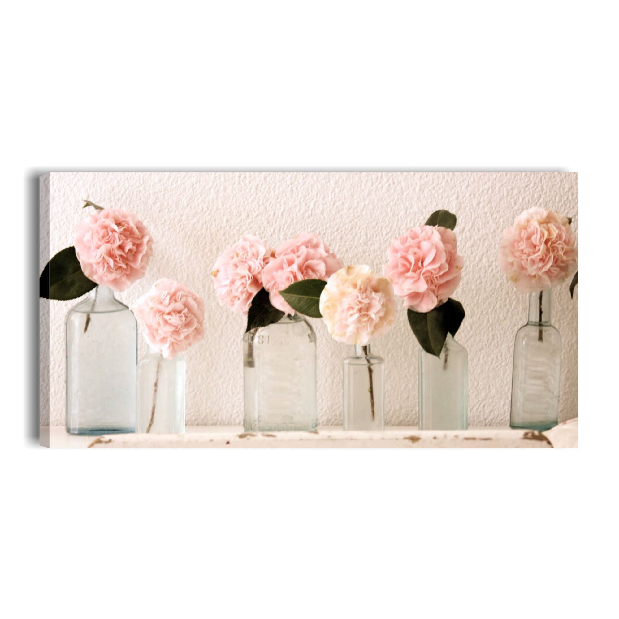 Rose Vintage 1 - Quadro con fiori shabby chic 90 x 45 stampa su tela per  soggiorno camera da letto cucina