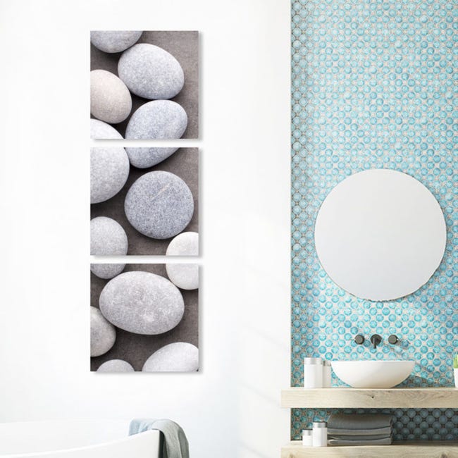 Sassi relax - Quadri moderni stampe su tela zen per bagno Tre pezzi 25x25  cm