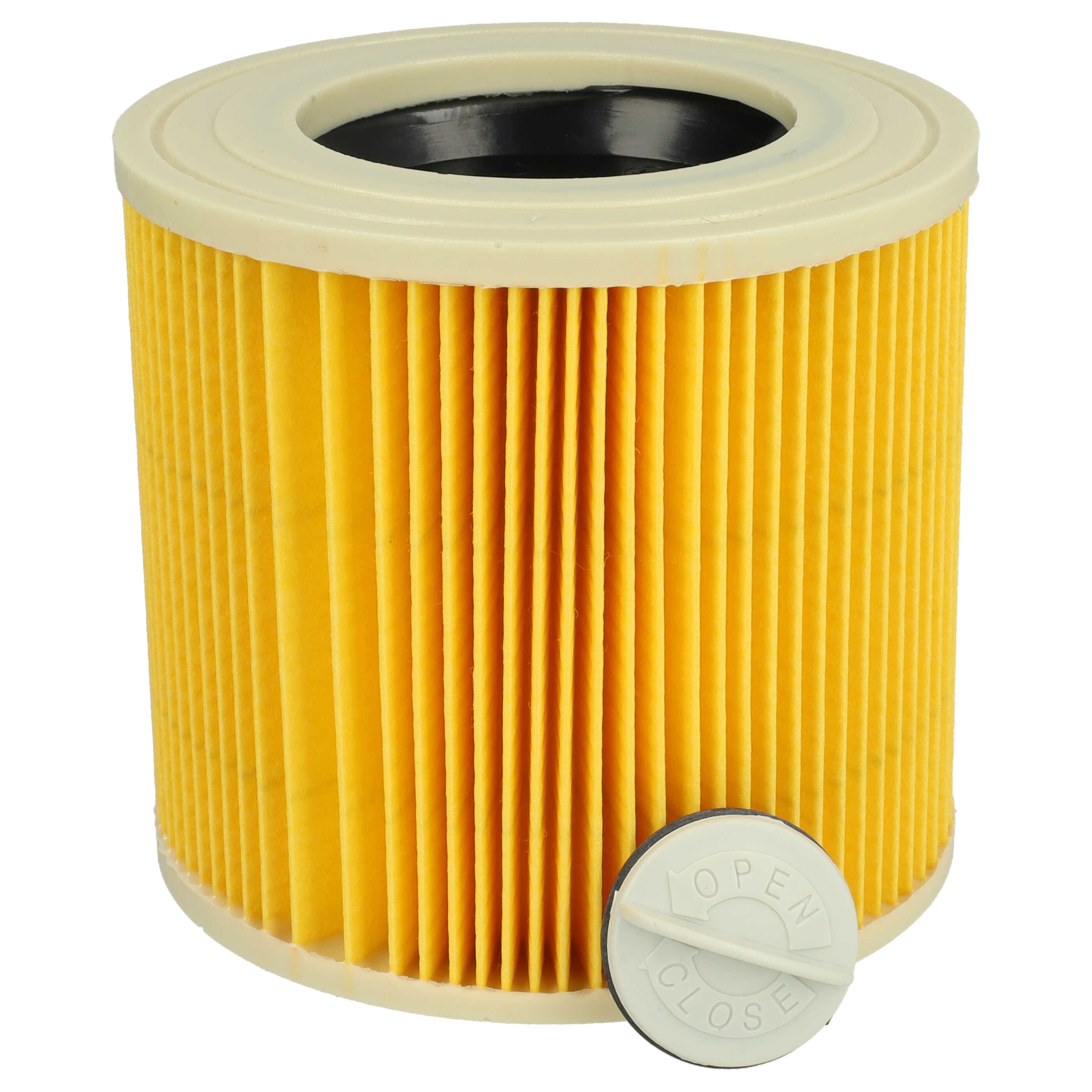Vhbw Lot de 2x filtres à cartouche compatible avec Kärcher WD 3, WD 3.200,  WD 2500 M aspirateur à sec ou humide - Filtre plissé, jaune