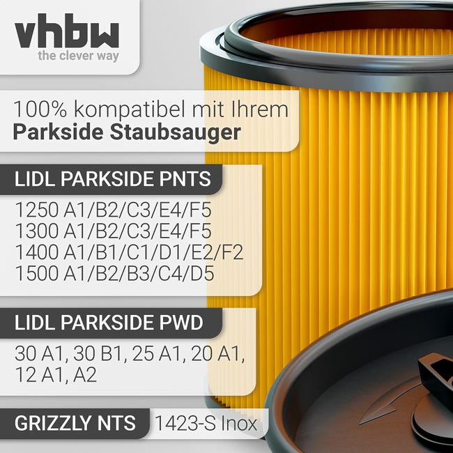 Vhbw Filtre à cartouche compatible avec Lidl / Parkside PNTS 1500