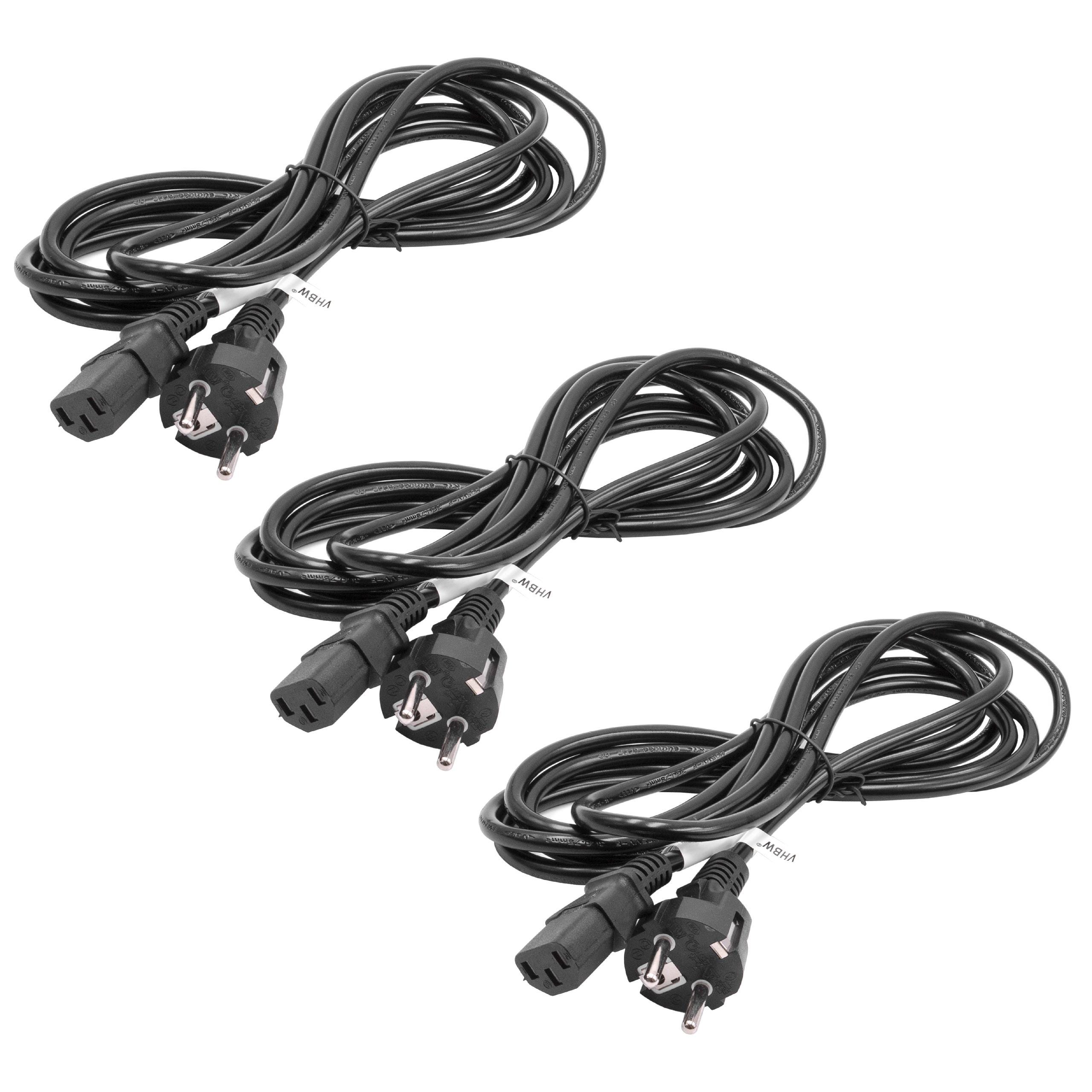 Vhbw 3x Câble d'alimentation cordon électrique Schuko Secteur Prise C13 3  dents 3m pour PC portable, moniteur, imprimante