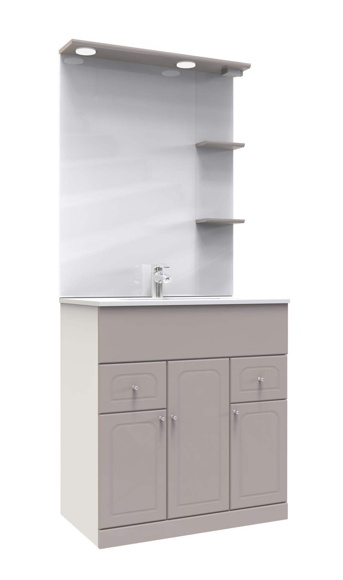 Meuble A Poser Tolede 80cm Taupe Pvc Brillant Livre En Kit Leroy Merlin