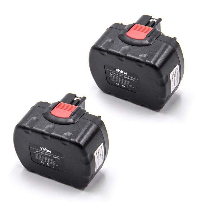 vhbw 2x Batterie compatible avec Bosch PDR 14.4V/N, PKS 14.4V, PSB 14, PSB  14.4V, PSR 14.4, PSR 14.4/N, PLI 14 outil électrique (2500 mAh, NiMH, 14,4  V)