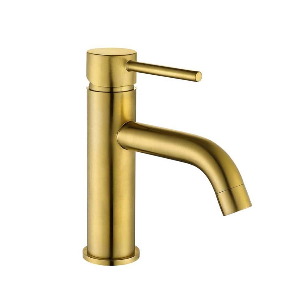 Rubinetto Miscelatore Dorato Oro Per Lavabo Bagno, Kit Montaggio Incluso - Modello 7181, Design Elegante