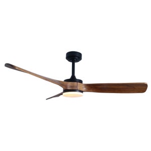 Ventilateur de plafond industriel intelligent avec télécommande, suspendu  en bois, noir, 42/52 pouces, pour chambre à coucher, salle à manger, 35W