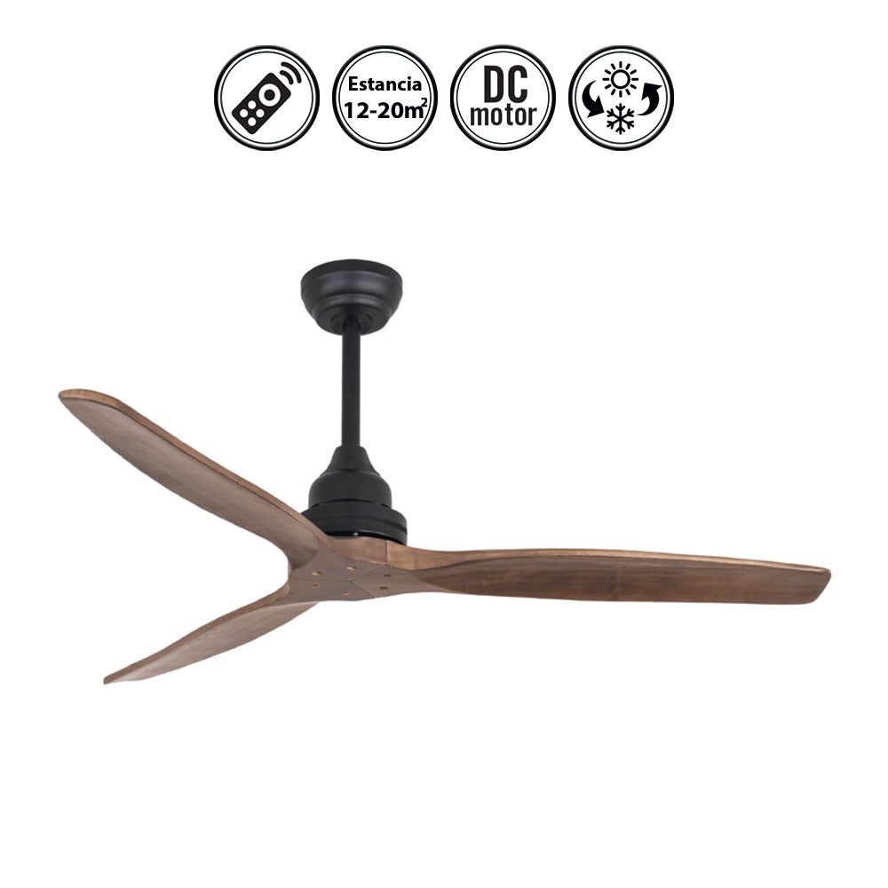 Ventilador de techo grande, madera natural para exterior ip44, Noa, DC -  Brico Profesional