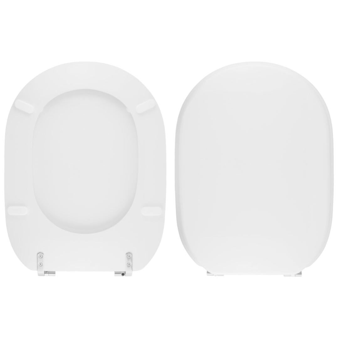 WC-Sitz Aus Holz Mit Polyester-Beschichtung – Für Hidra & Memory, Weiß, Mit Chrom-Scharnieren
