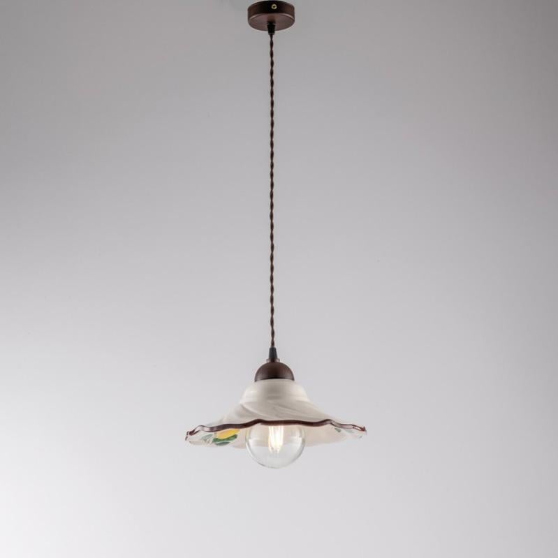 Lustre Cable en tissu Black Rust une lumière abatjour en céramique