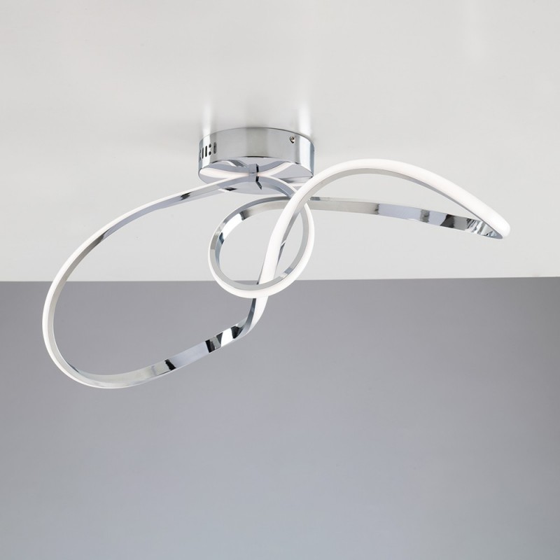 Plafón de techo de aluminio y metal cromado pulido con led integrado 68x24x h24 cm