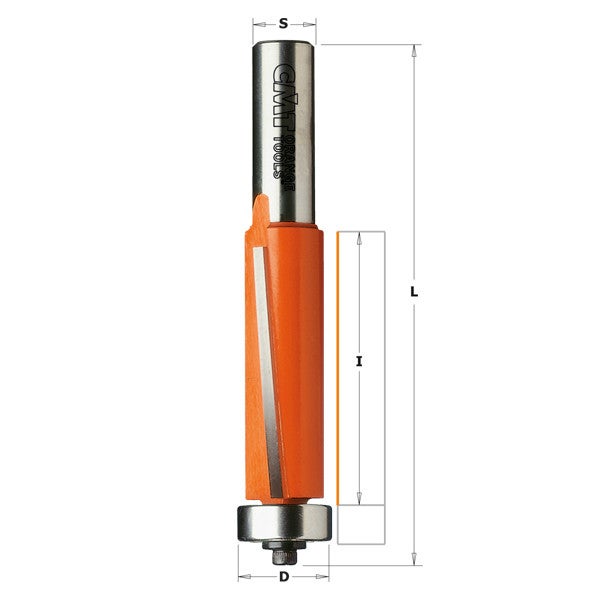 Fraise à Affleurer CMT - Diamètre 12,7 mm - Hauteur 40 mm - Queue de 8 mm  avec roulement