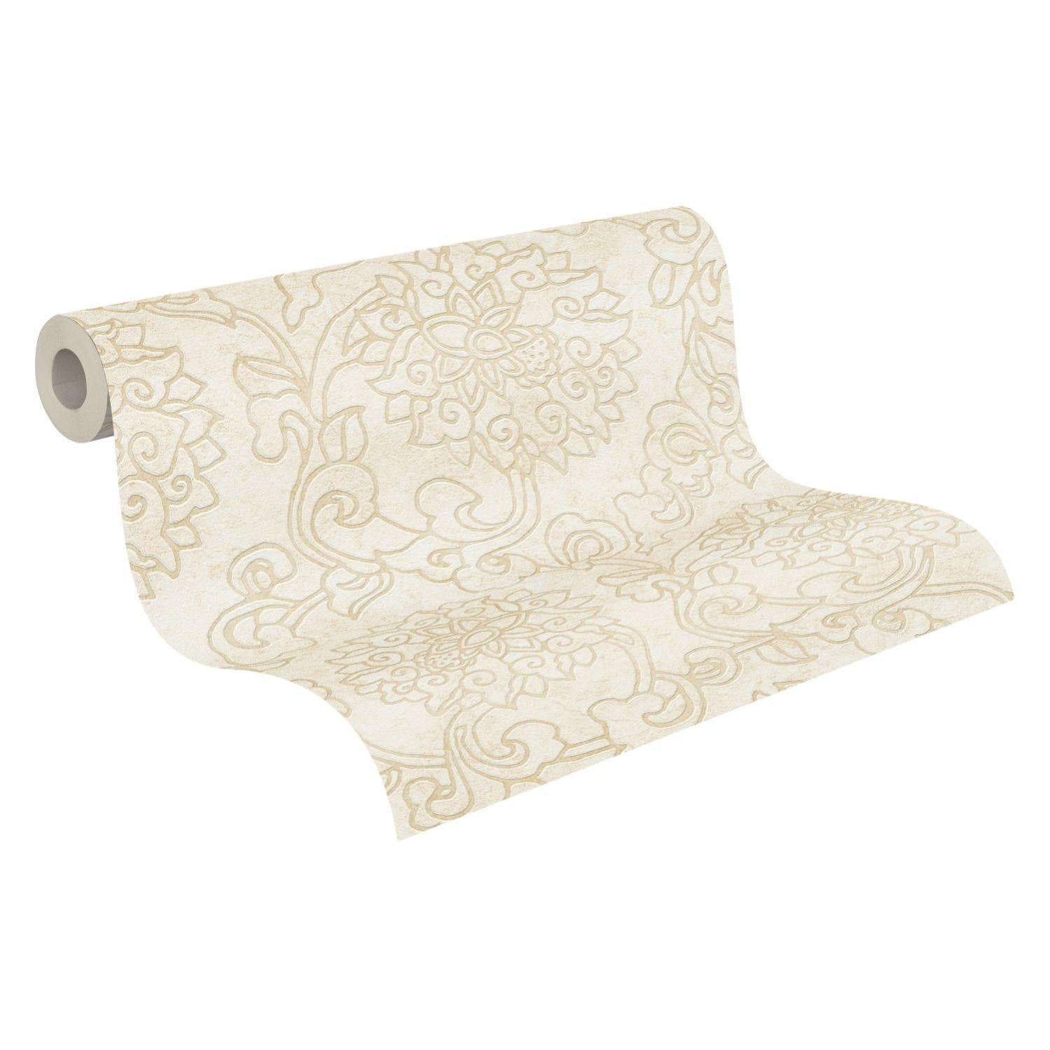 Papel Tapiz Holden Loft Texture Industrial – Crema Y Oro Metálico – Modelo 12930