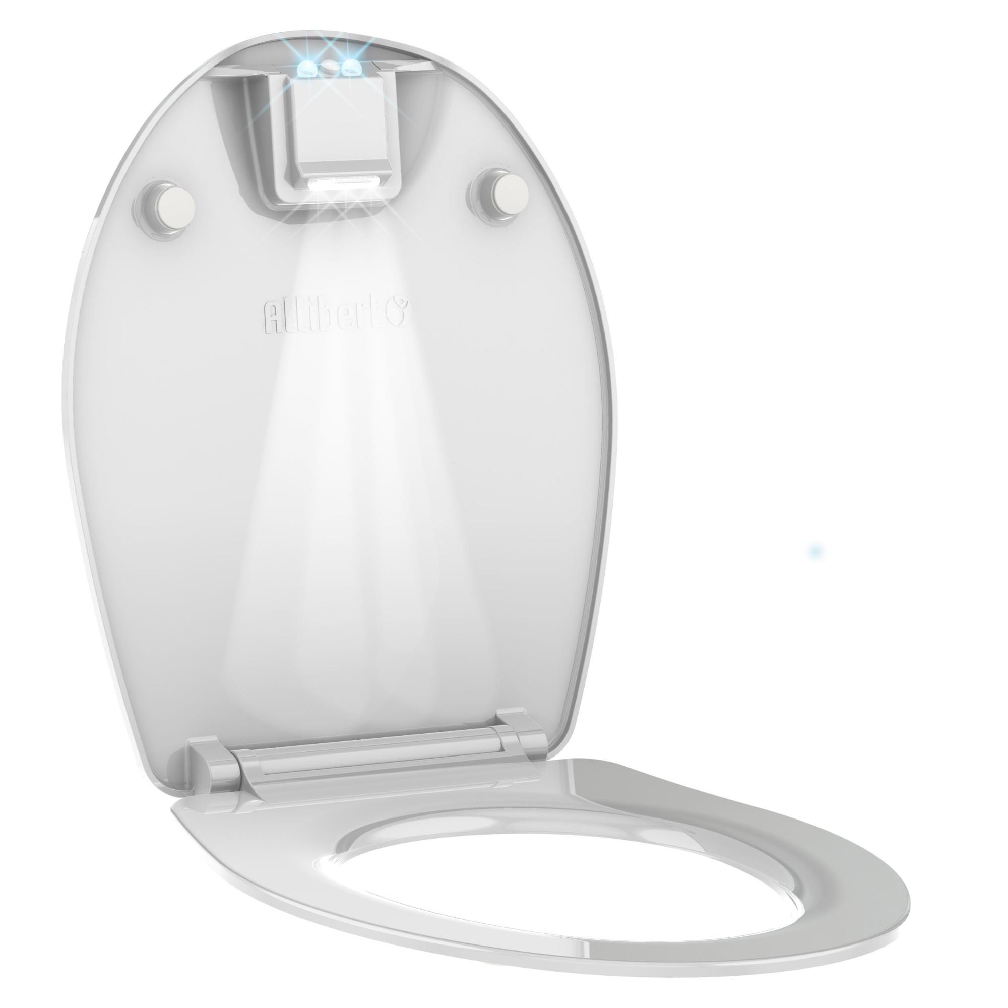 Abattant WC en thermodur avec éclairage LED NIGHTY 2 - blanc brillant -  37,2 x 6,7 x 46,5 cm 