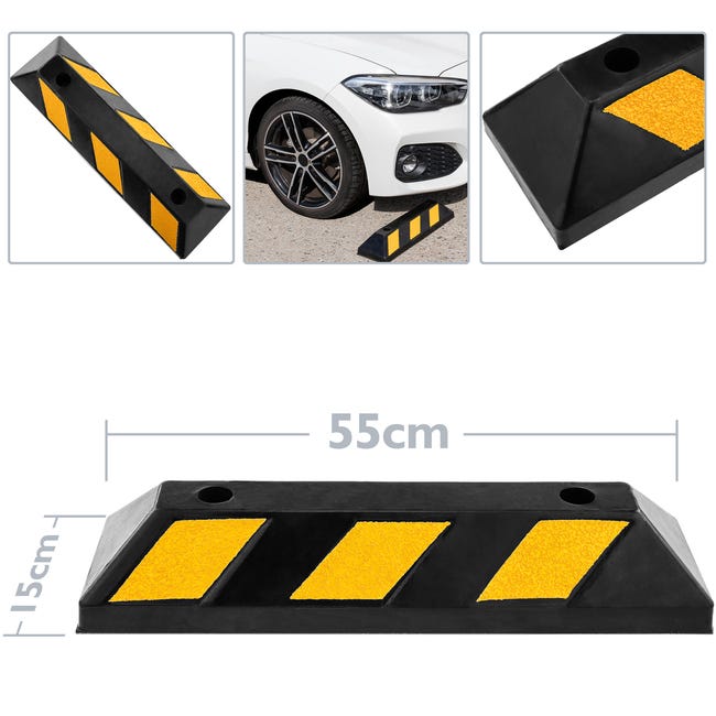 Tope de ruedas de goma negro y amarillo para aparcamiento 48 cm Pack - 2