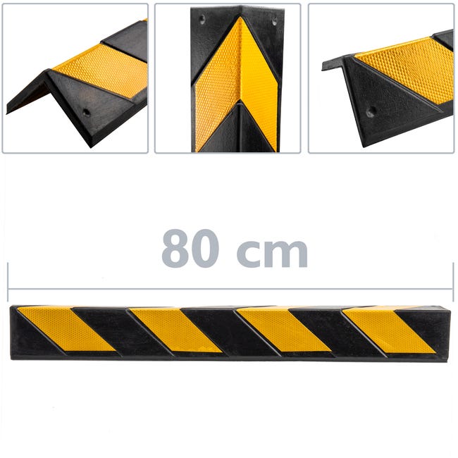 Paraspigoli angolari 80cm riflettenti in gomma colore nero e giallo 4-pack