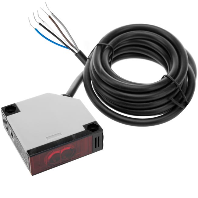 interrupteur de capteur de cellule photoelectrique 30cm no nc 12 24vdc 250vac detection auto reflechissante leroy merlin