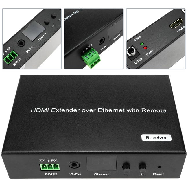 Prolongateur Hdmi 1080p Via Câble Ethernet Cat.5e Cat.6 120m - Récepteur  Avec Télécommande H.264