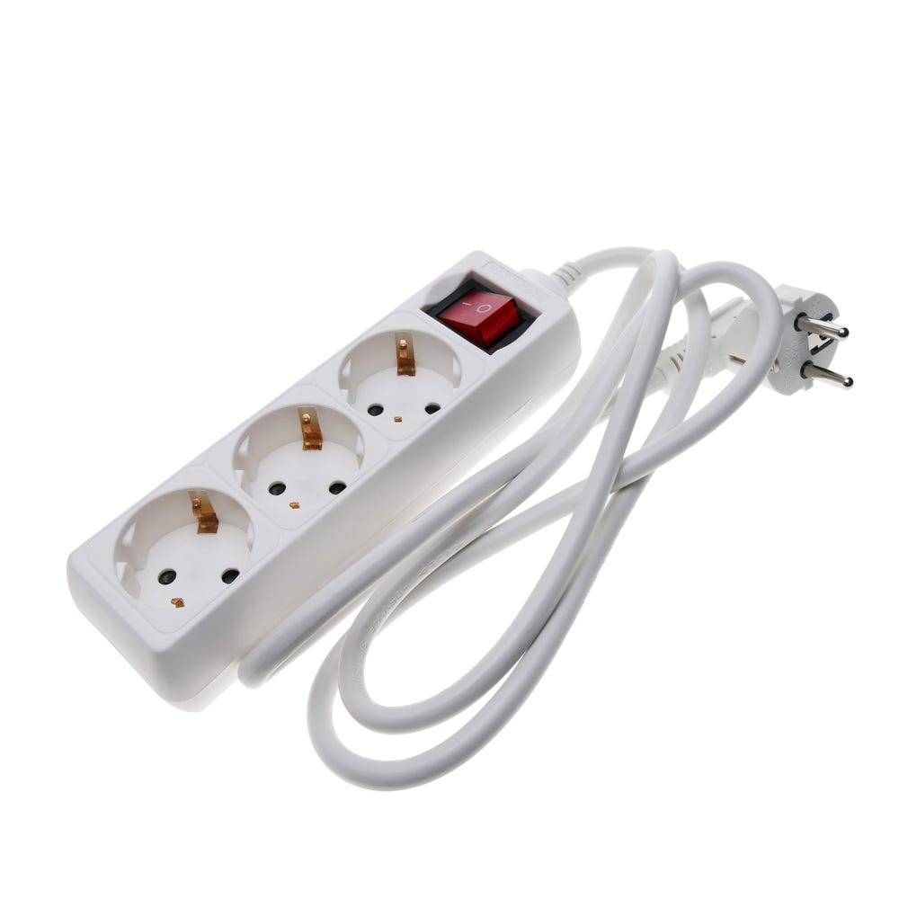 Cable D'alimentation Blanc 3 Fils + Interrupteur