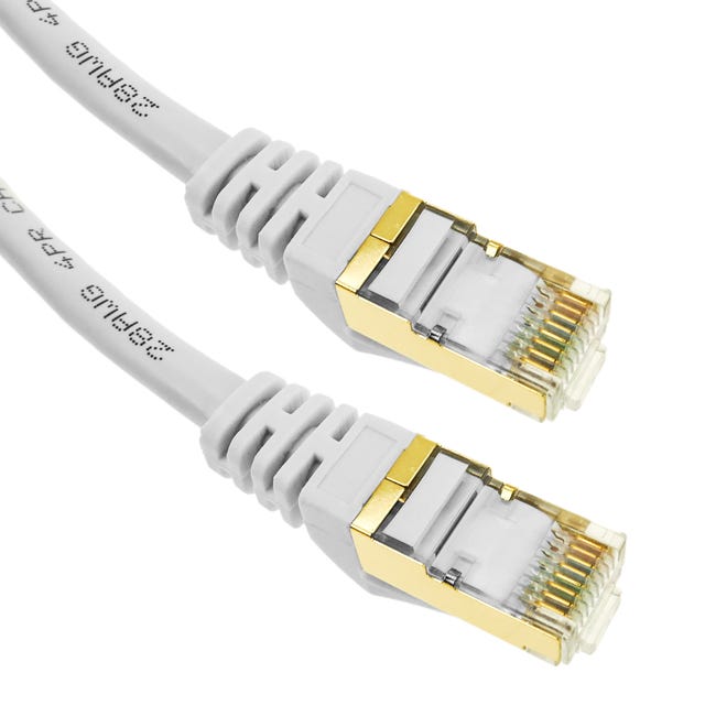 Câble réseau ethernet 20 mètres LAN STP RJ45 Cat.7 blanc