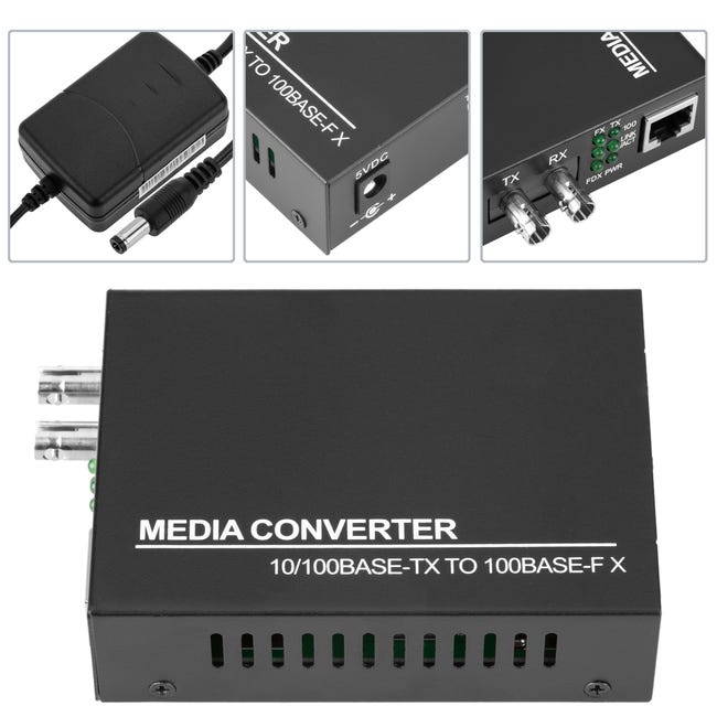 Convertisseur fibre optique multimode 100 Mbps RJ45 ST duplex 2 km 1310nm