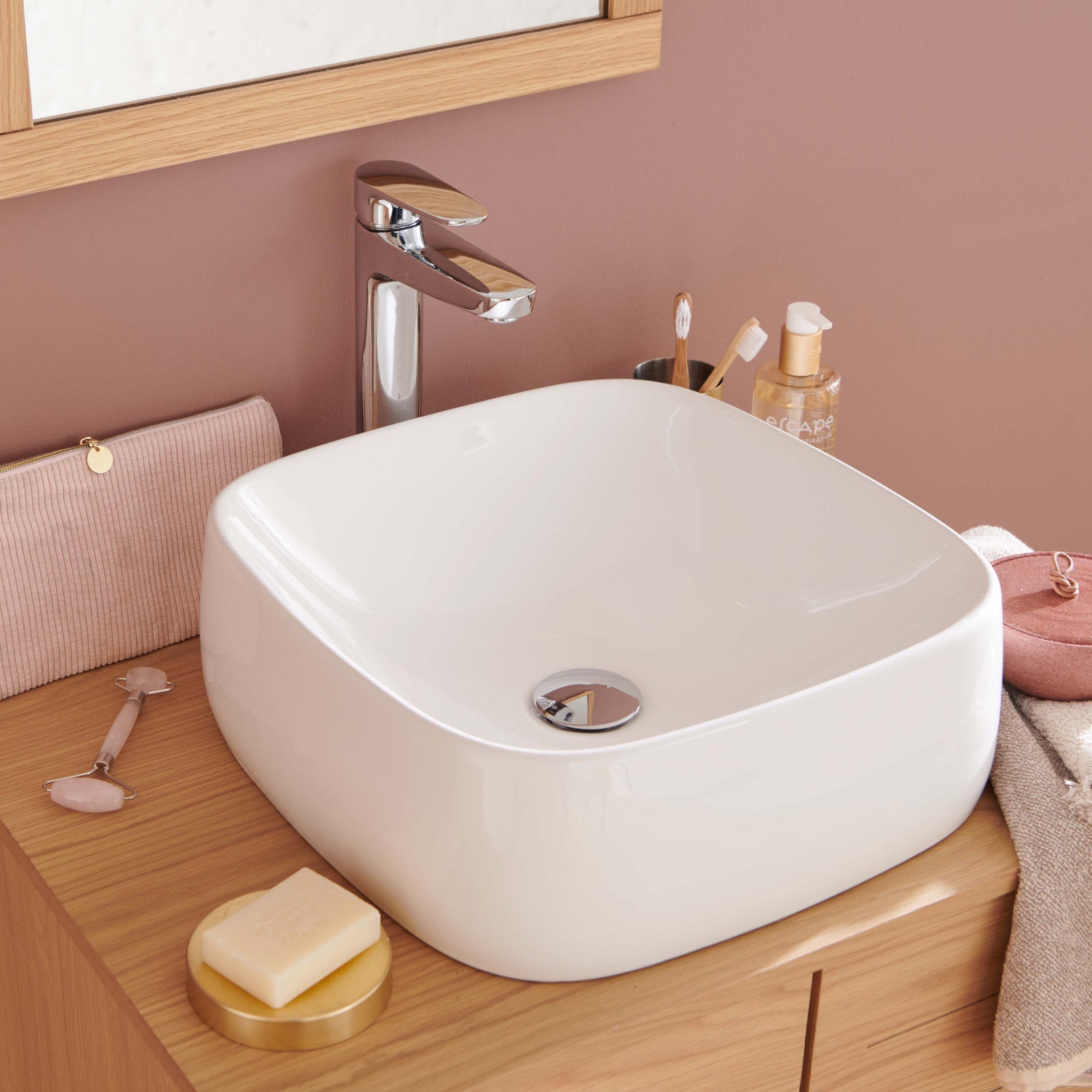Vasque à poser lavabo salle de bain céramique lave-mains évier blanc 41/51/60cm 