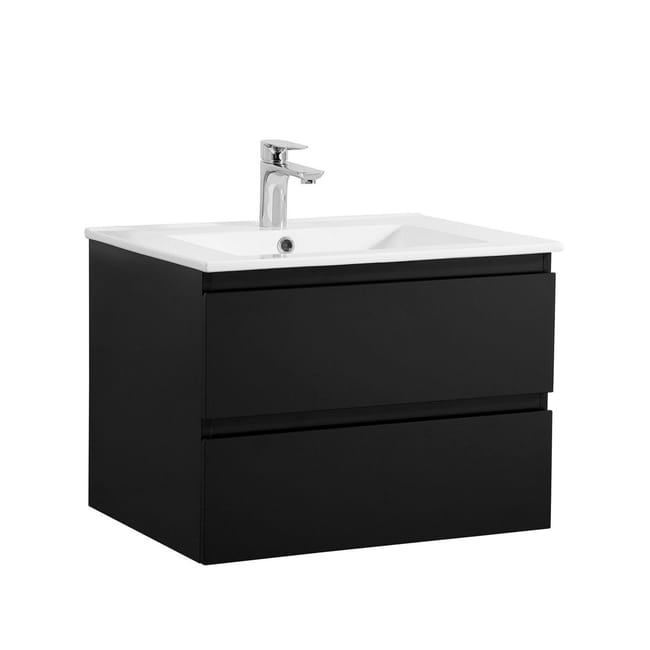 Meuble Salle De Bain 60 Cm Suspendu Noir Carbone Sorrento Leroy Merlin