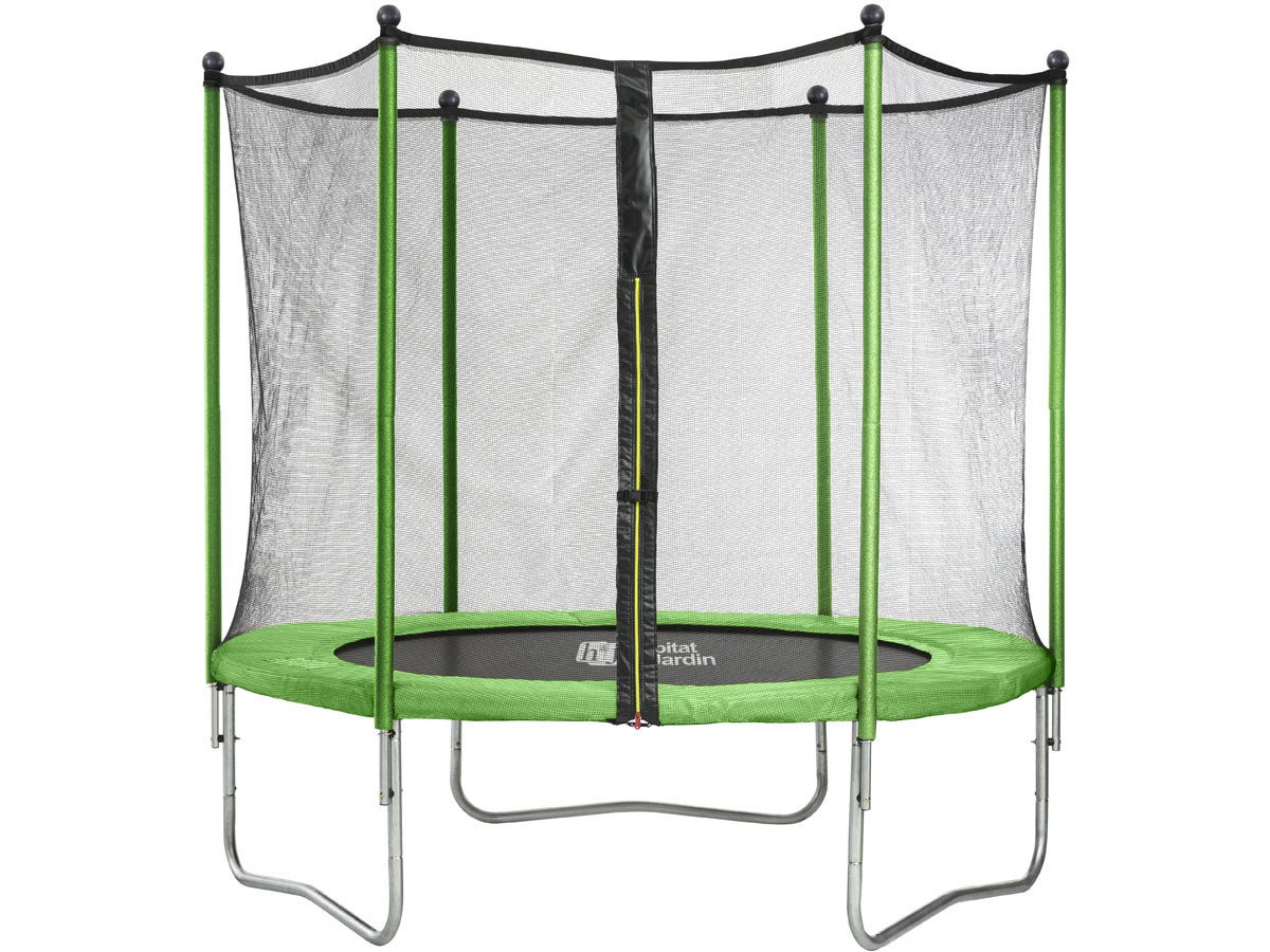 Filet de sécurité pour trampoline Ø 183/244/306/366 cm Filet de protection en nylon durable avec fermeture éclair Filet de protection rond pour trampoline de jardin 6/8 barres