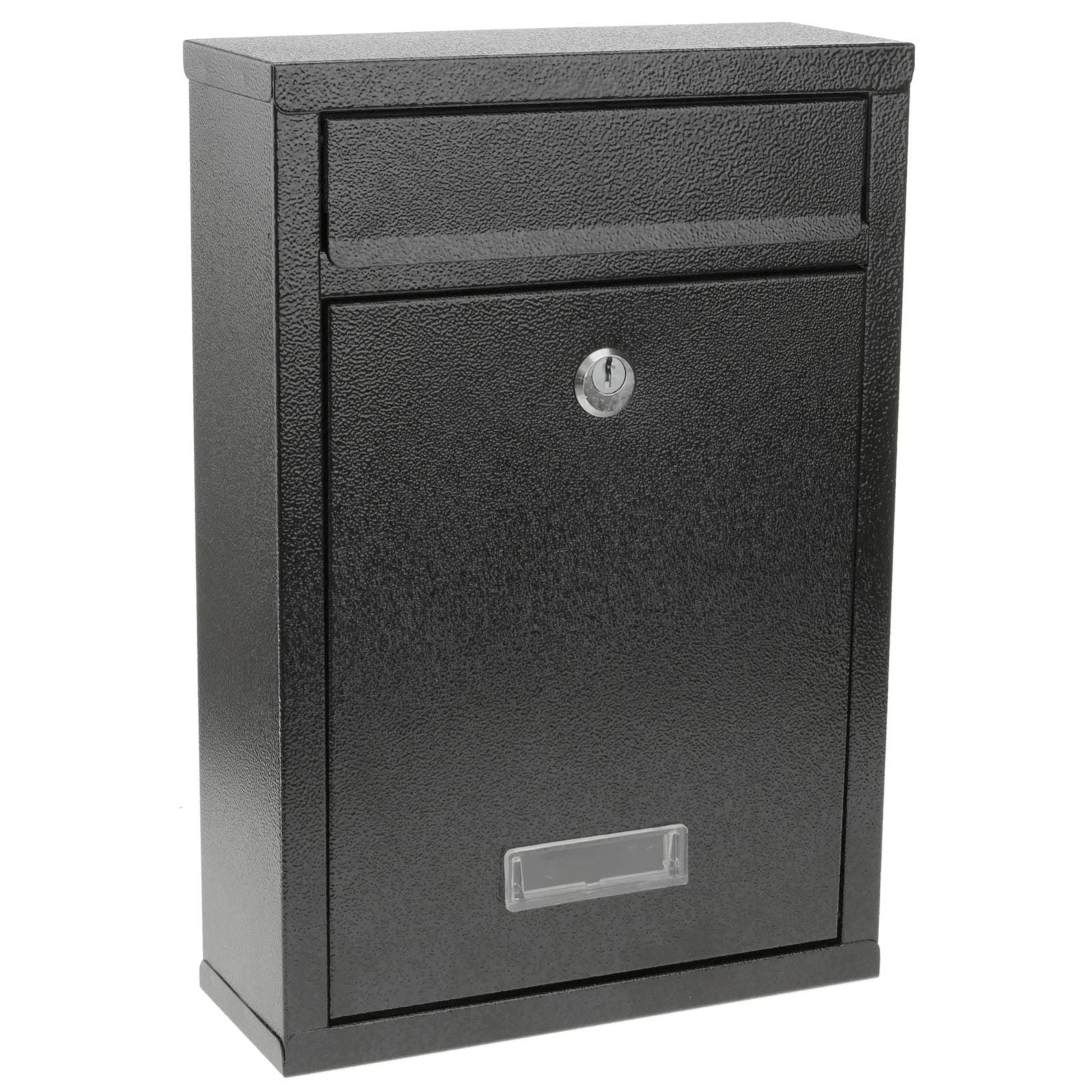 Buzon metalico para cartas y correo postal de color negro 215 x 82 x 315 mm Leroy Merlin