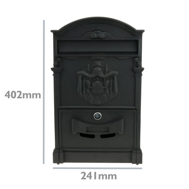 Buzón de correo de acero en negro de 28.5x24x10 cm