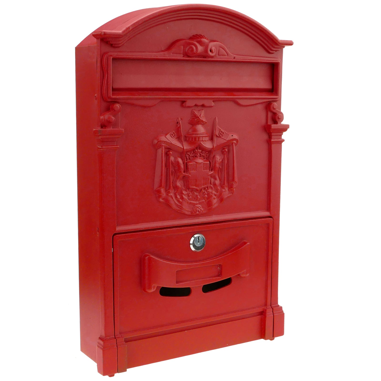 Cassetta delle lettere casella postale per lettera e posta antico metallico  di colore rosso parete