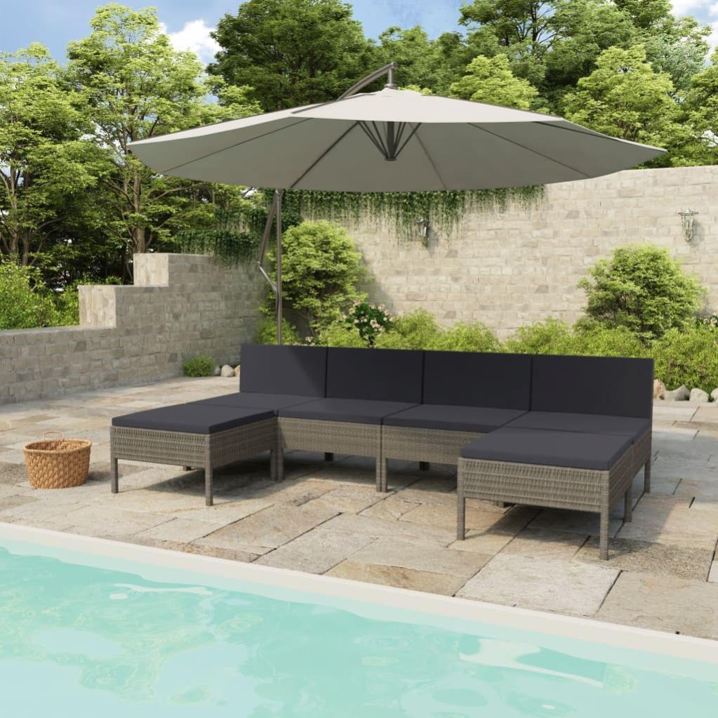 vidaXL Set Divano da Giardino 6pz con Cuscini Grigio Polyrattan Acacia