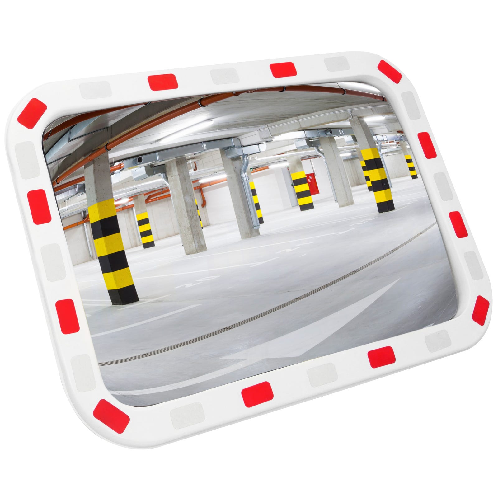 Specchio convesso di segnalazione e la sicurezza 60x40 cm rettangolare con  cornice bicolore