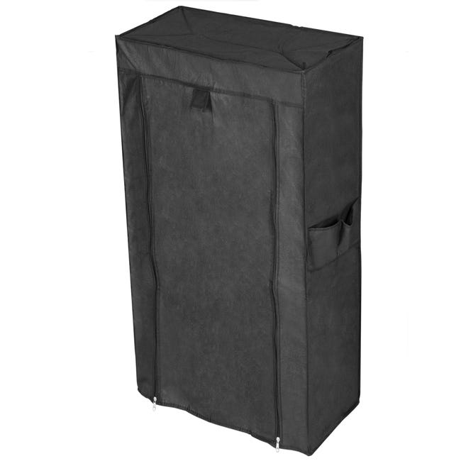 ropero zapatero de tela desmontable 60 28 x 124 cm negro con puerta enrollable | Leroy Merlin