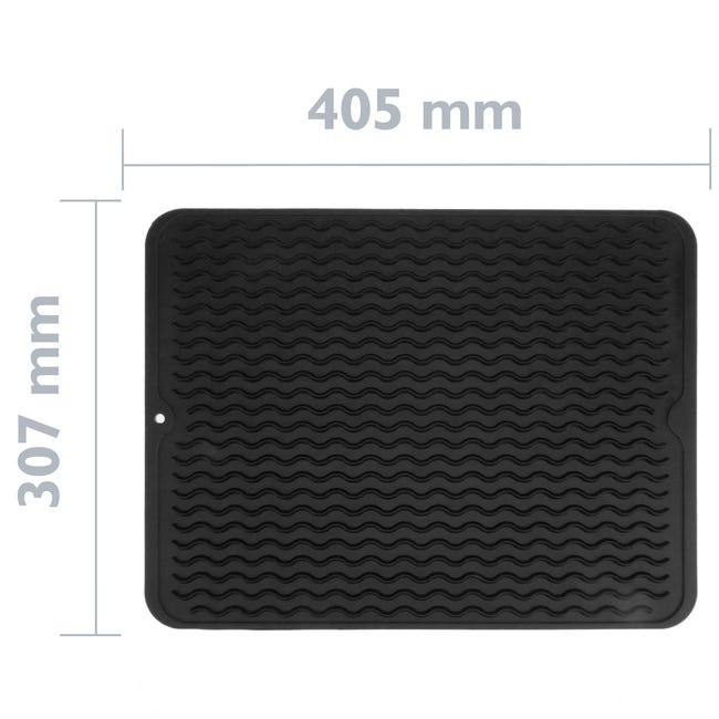 PrimeMatik - Alfombrilla escurreplatos de silicona 405x307 mm negra