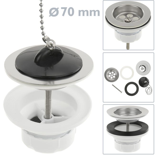 Válvula de desagüe para lavabo y bidé (1 ½″, Plateado)
