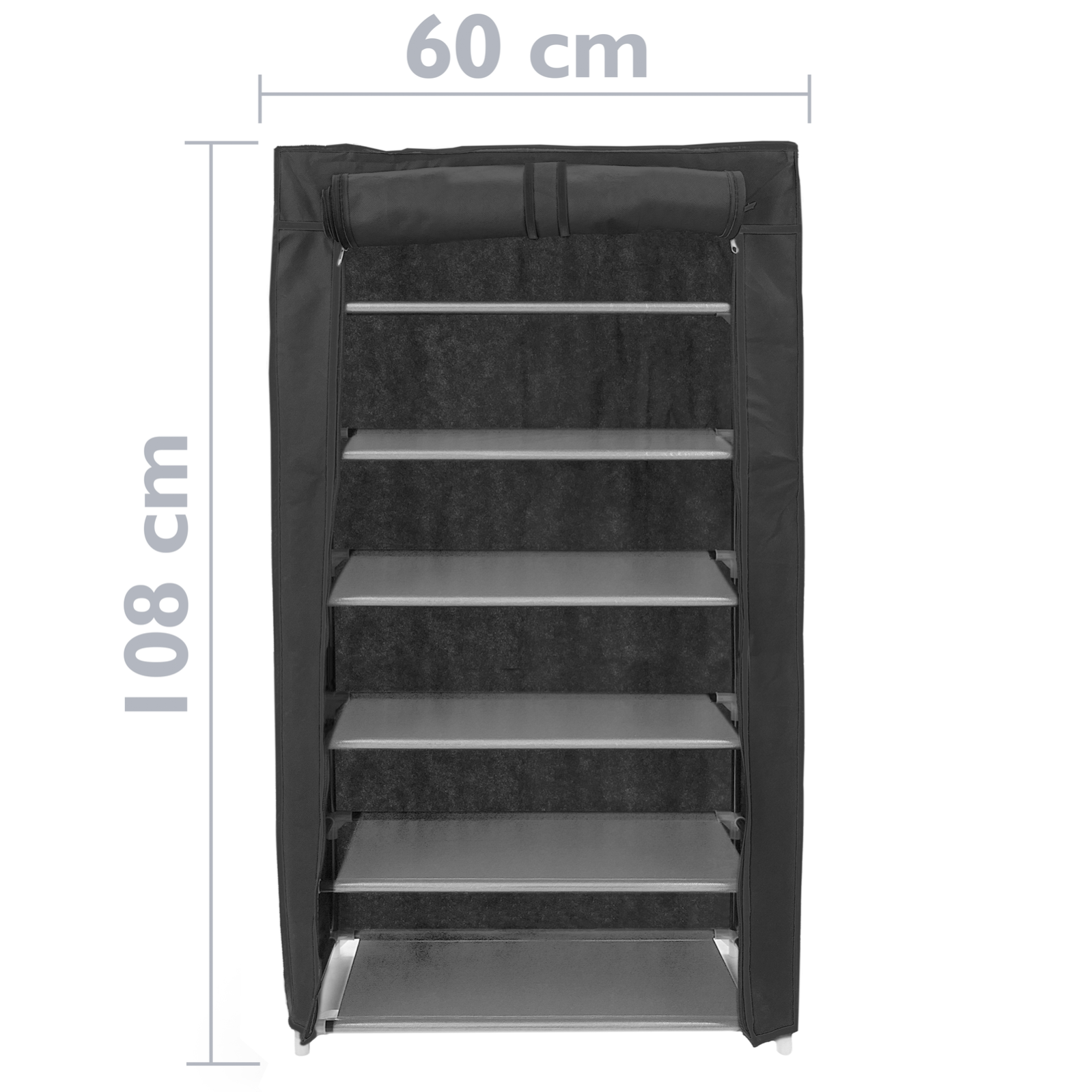 Armario ropero zapatero de tela 60 x 30 x 108 cm negro con puerta enrollable | Leroy Merlin