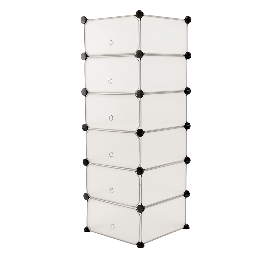 PrimeMatik Armoire penderie Cabinet etagère de 6 Cubes de 17x35cm en Plastique Noir avec Portes imprimé 