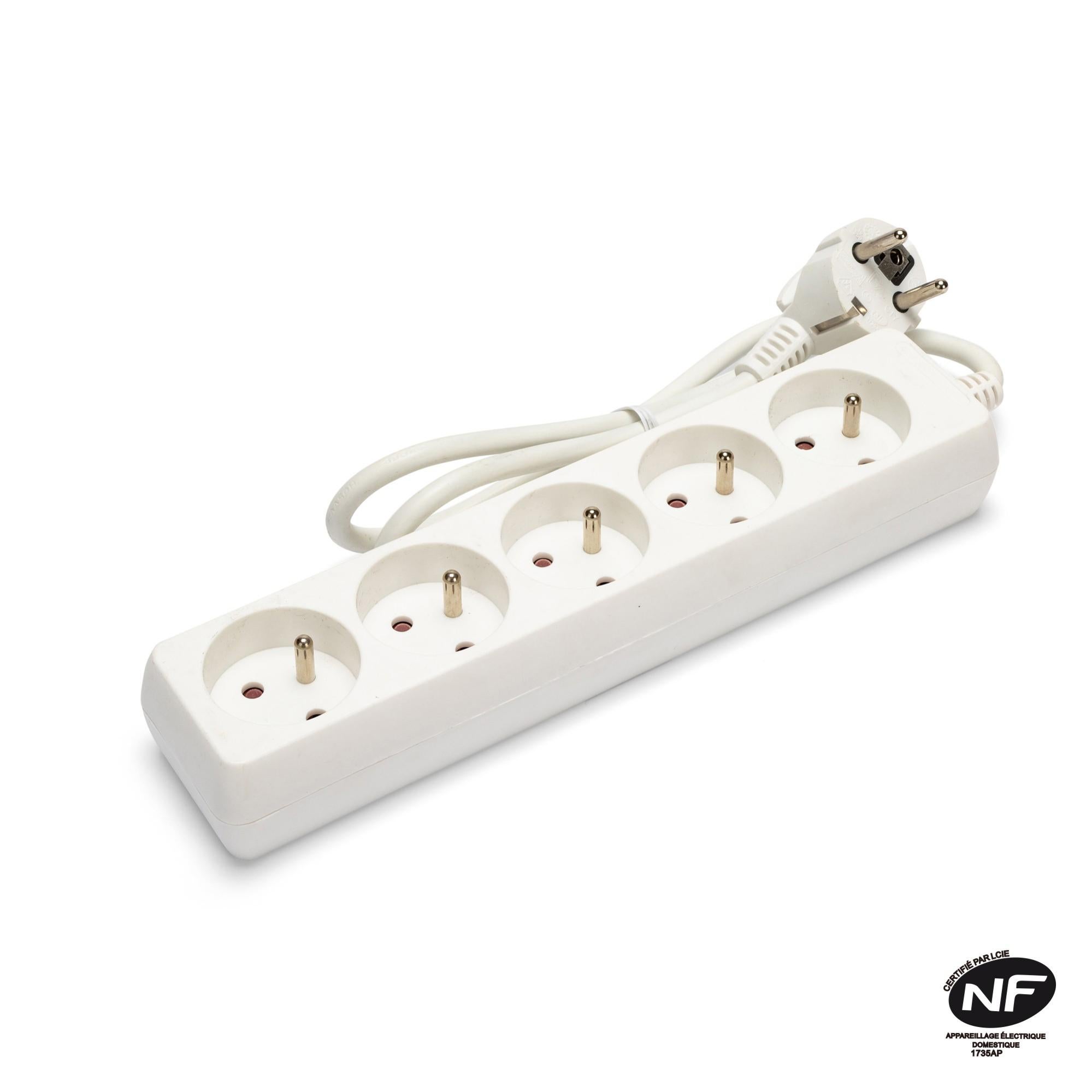 Regleta, 5 enchufes franceses 16A, H05VV-F3G1.0MM2, CE NF | Leroy Merlin