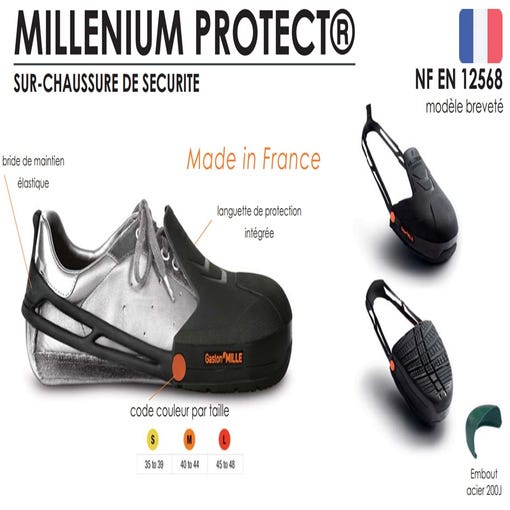 Gaston Mille - Surchaussure de sécurité, Coque de protection, Etanche et  Robuste, Fabrication Française, Taille L, (T45 à T48)