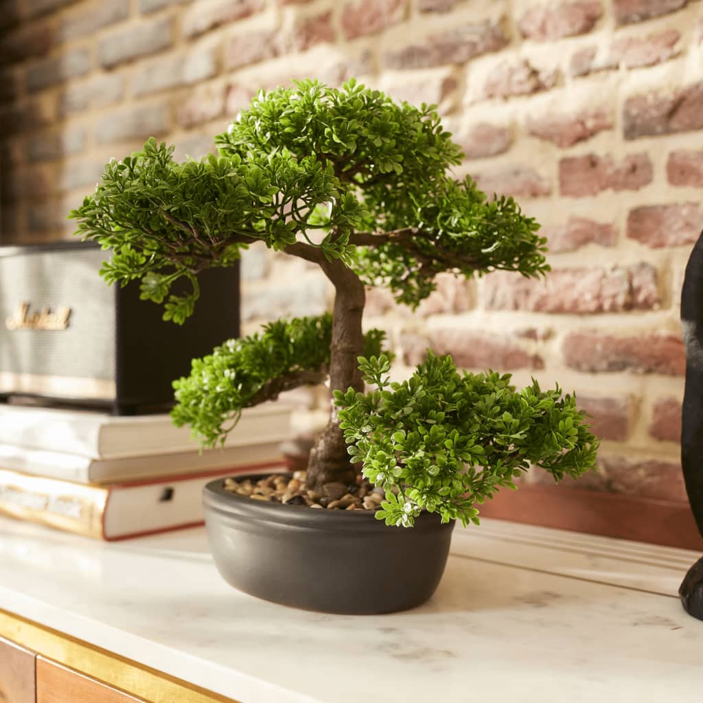 Emerald Mini bonsai artificial Ficus verde 32 cm 420002