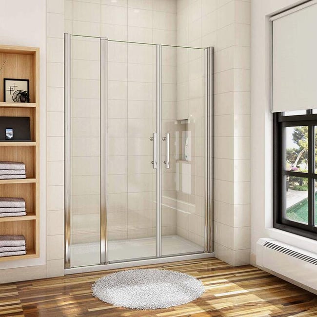 Aica Porte De Douche Battante 150x197cm Porte Battante Avec 1 Élément Fixe En 6mm Verre Anticalcaire - 2