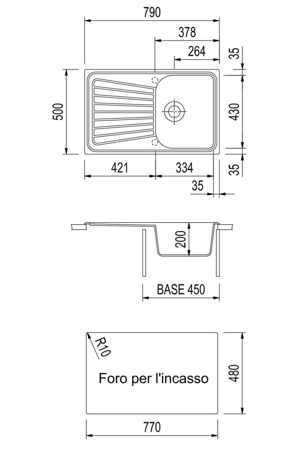 Lavello Cucina 1 Vasca Terra Di Francia 86x50cm - Materiale Composito Con Rubinetto Miscelatore - Made In Italy - Foto 4