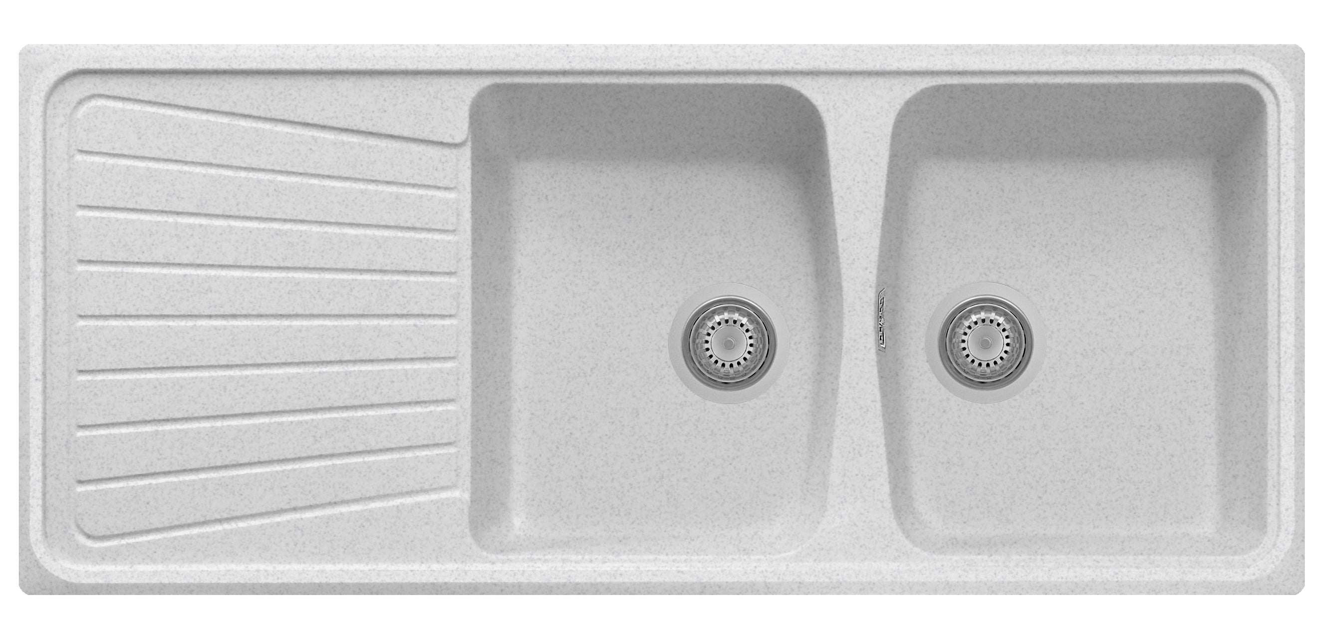 Lavello composito cucina Plados SP1162 due vasche con scolapiatti - UG90  Bianco Opale