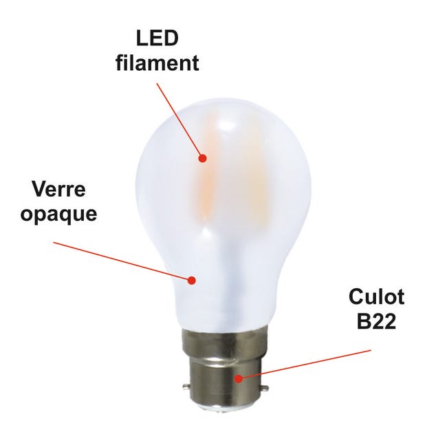 Lot de 10 ampoules LED filament B22 4W 470Lm 2700K - garantie 2 ans