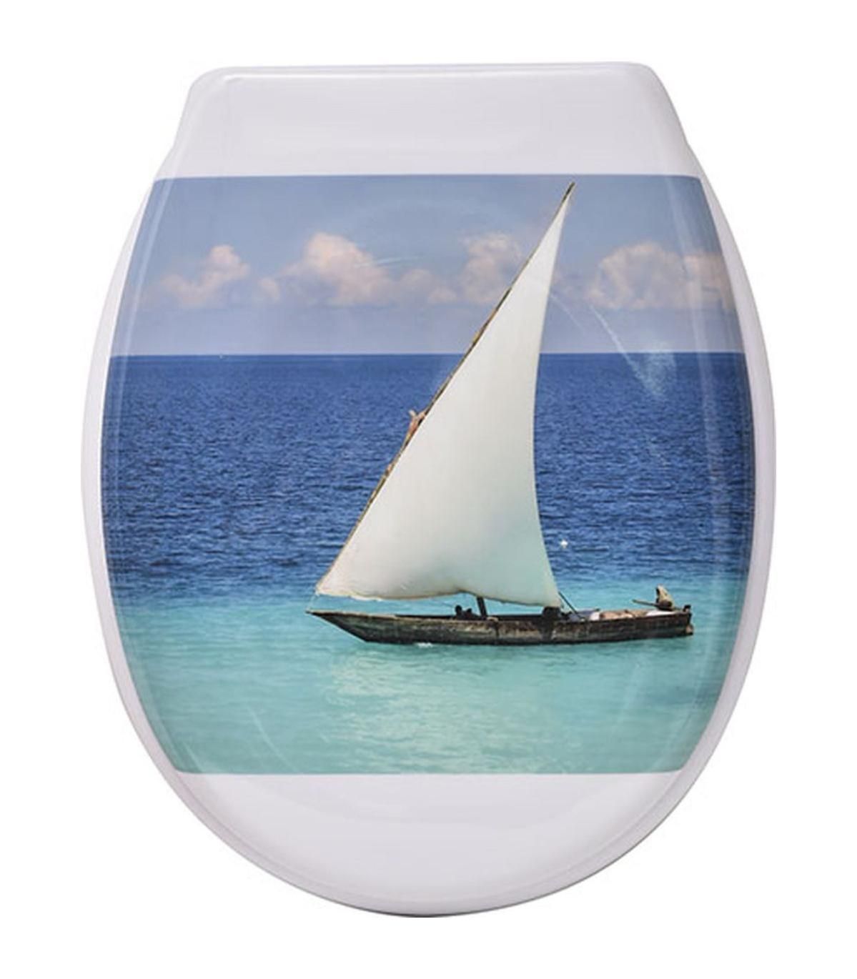 Abattant WC en Thermodur d co Coconut Island avec Kit de fixation