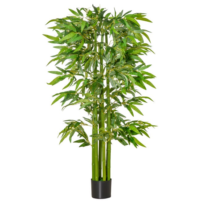 Bambou artificiel H.1,60 m 975 feuilles réalistes pot inclus noir vert | Leroy  Merlin