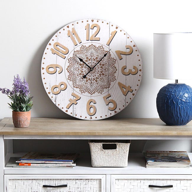 Versa Burkes Reloj de Pared Decorativo para la Cocina, el Salón, el Comedor  o la Habitación, Marrón, 58x3x58cm