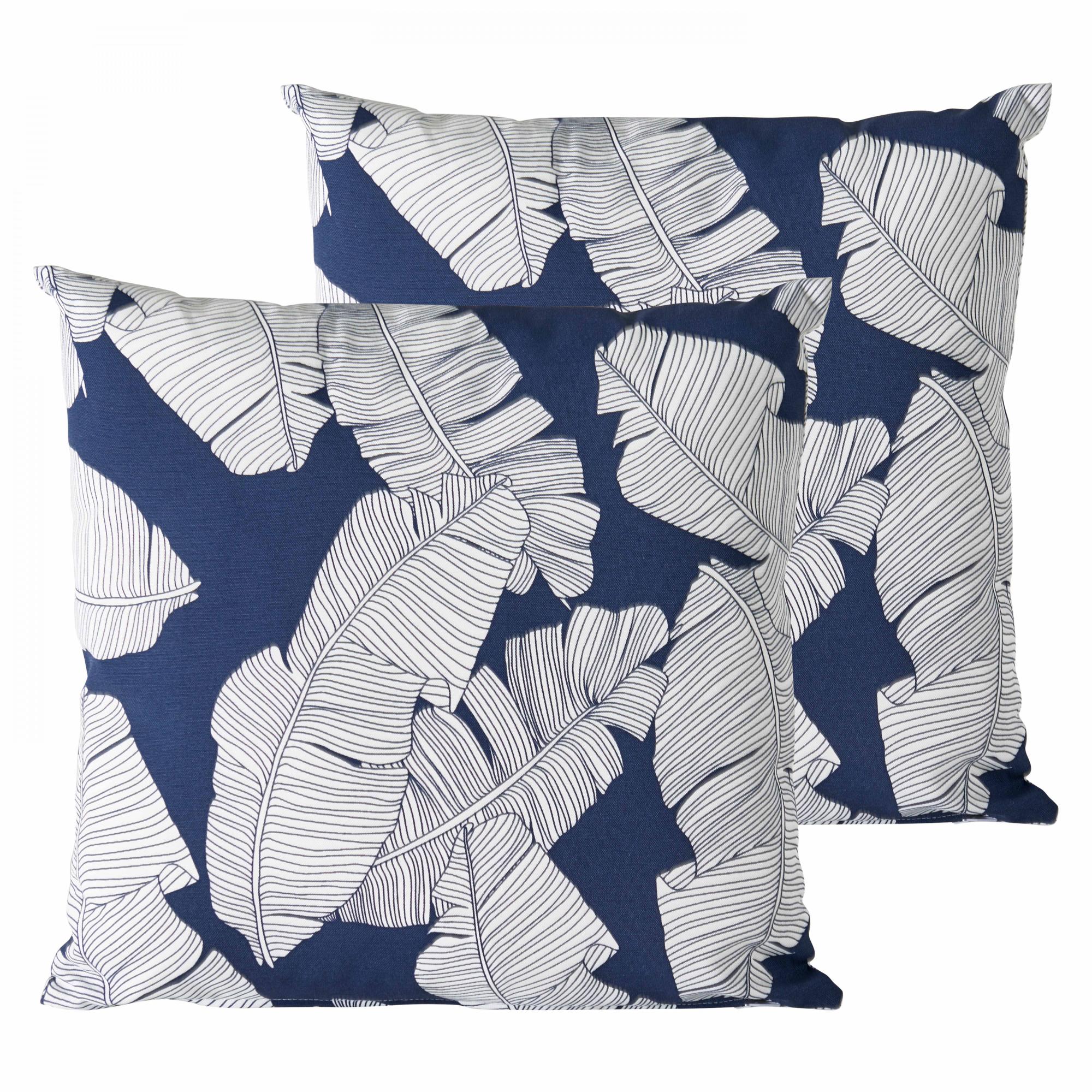 Set Di 2 Cuscini Da Esterno Poliestere Blu Ottanio E Bianco 45 X 45 Cm Trebbio 25636147