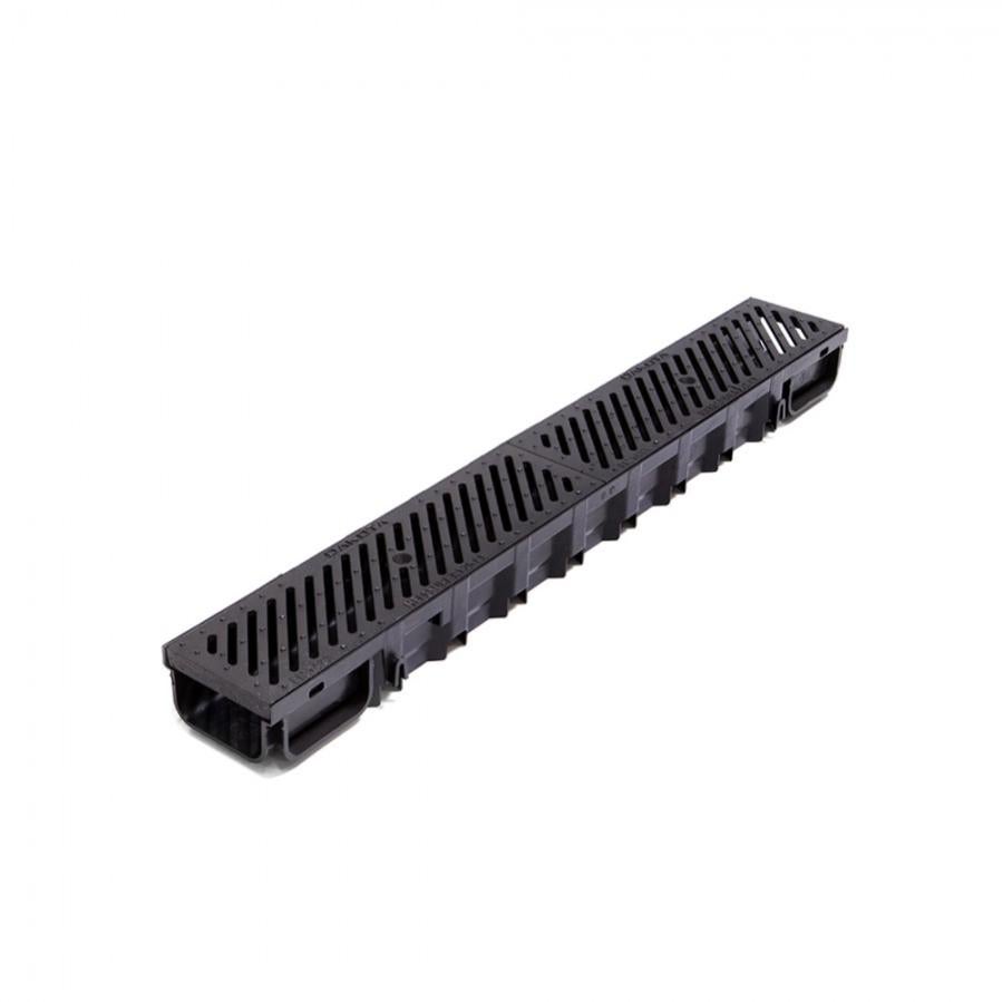 Kit Caniveau à Fente 3m Type 20 - Drainage Terrasse & Allée | Noir