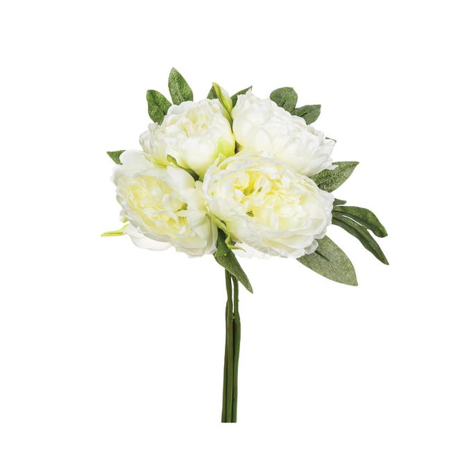 Bouquet de Fleurs artificielles 4 Pivoines blanches H 30 cm | Leroy Merlin